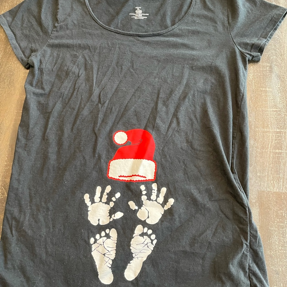 Santa hat pregnant shirt